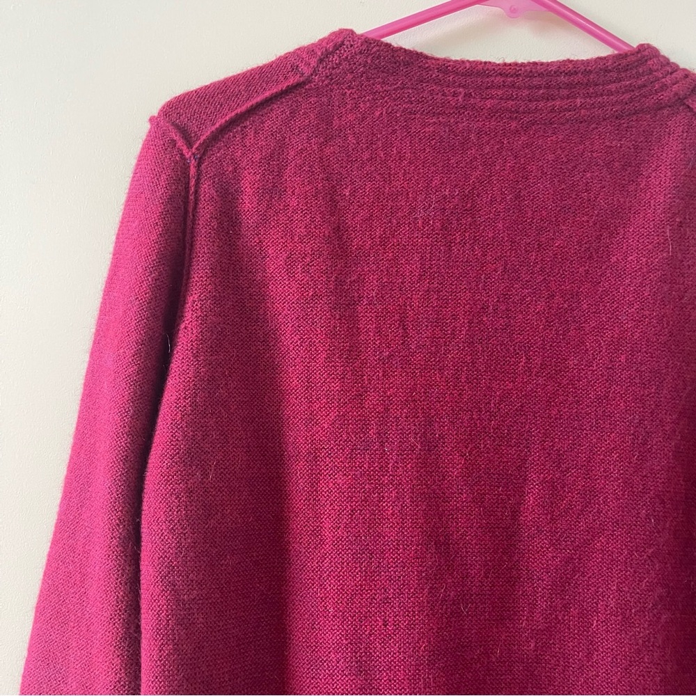 Tory Burch Maroon Sweater Leather Wool Alpaca Large L - Picture 2 of 8